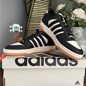 Adidas Black and White Court Sneakers